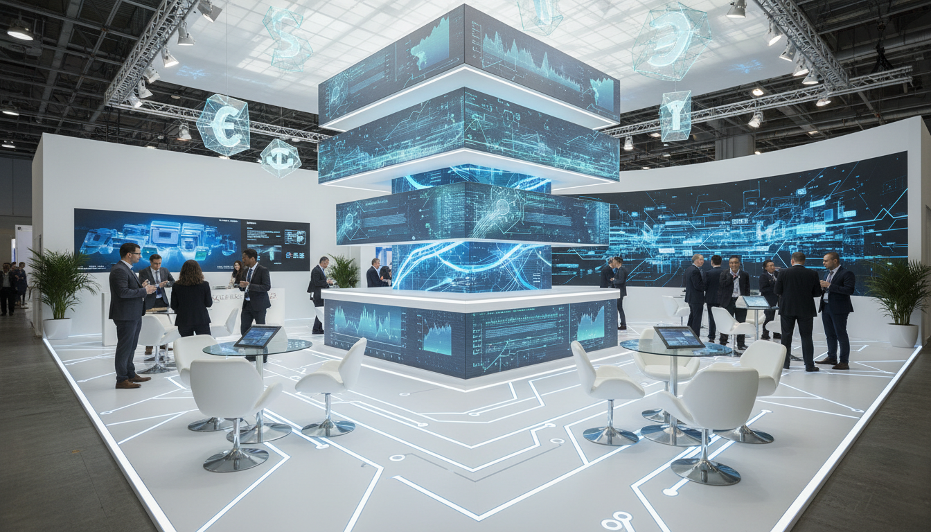 Blockchain Convention Center Trade Show Booth Design Principles ,  blockchain convention center trade show booth guide by Digital Blockchains