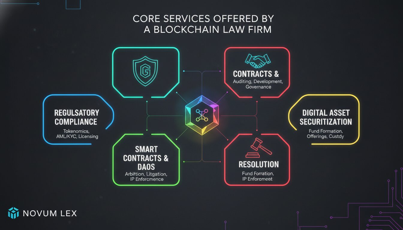 Core Services Offered by a Blockchain Law Firm — illustrated overview