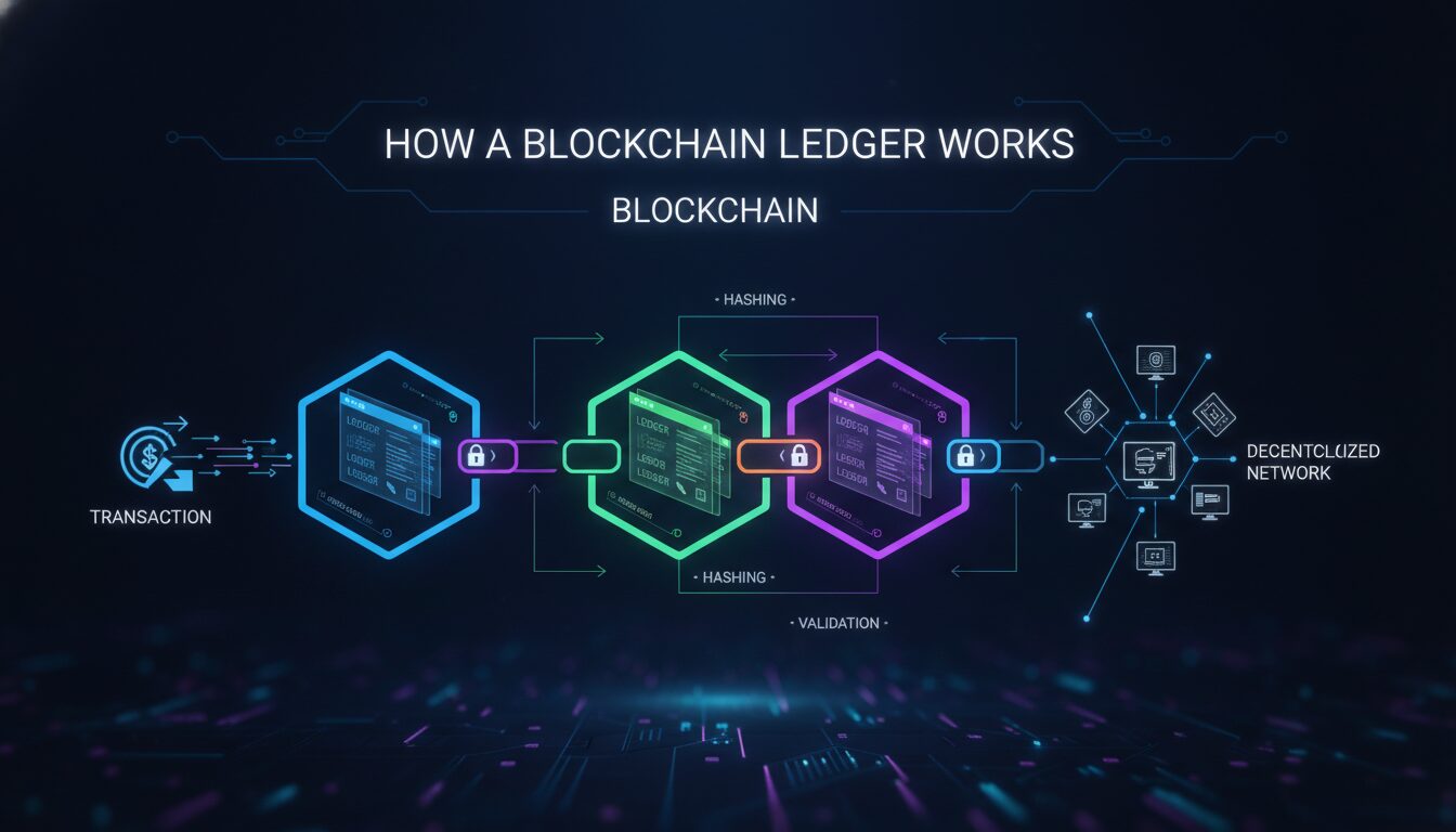 How a Blockchain Ledger Works — illustrated overview