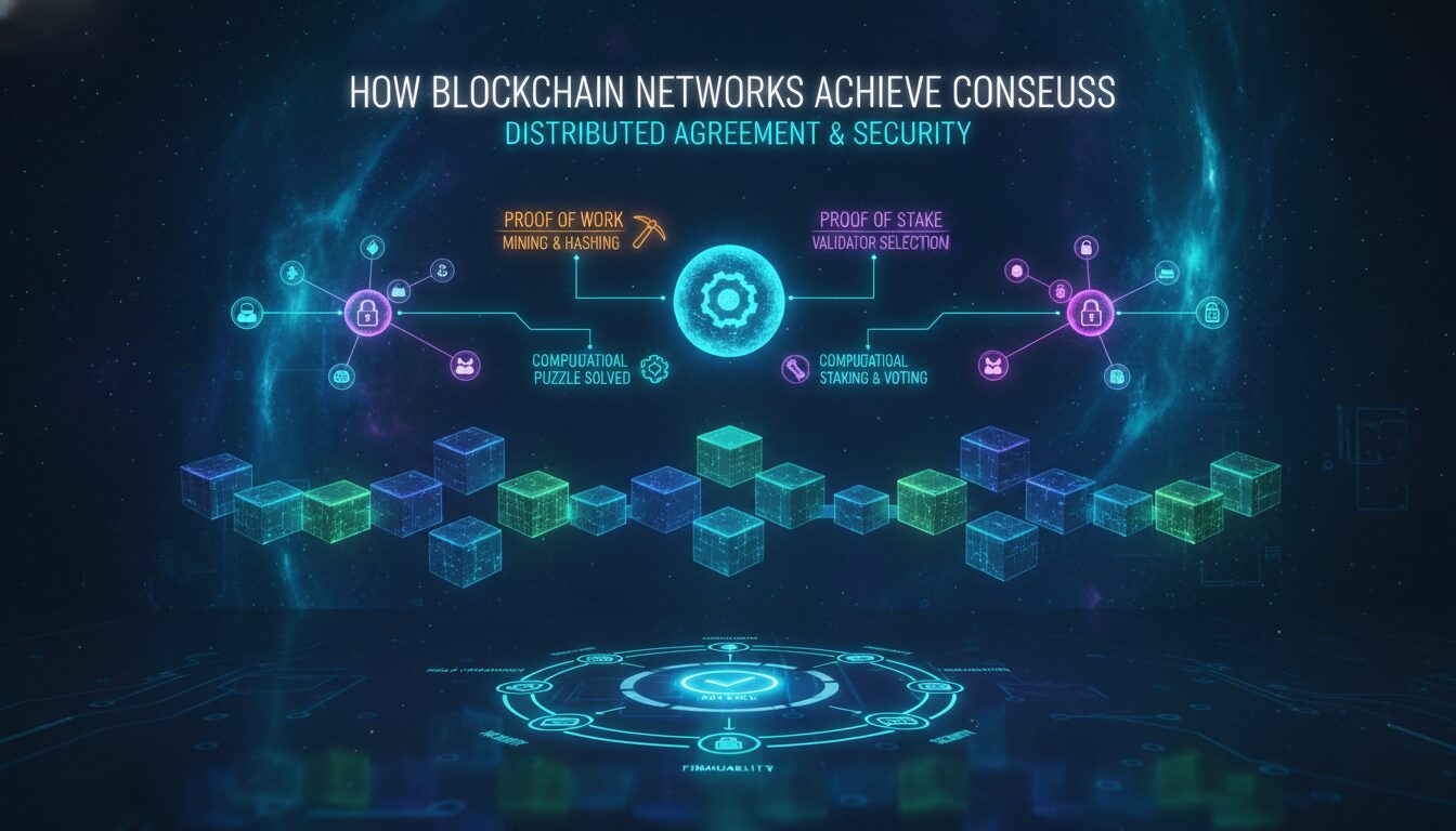 Concept illustration for How Blockchain Networks Achieve Consensus