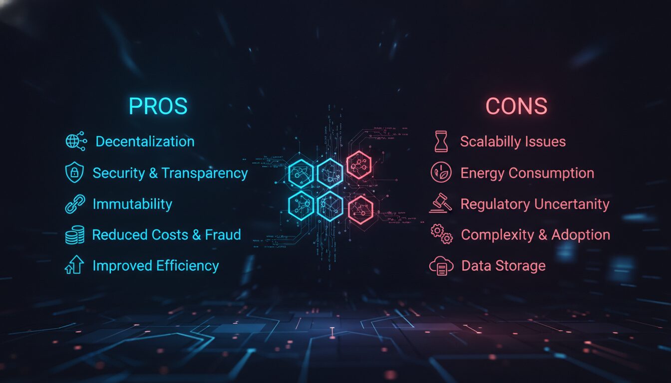 Pros and Cons of Blockchain Networks — illustrated overview