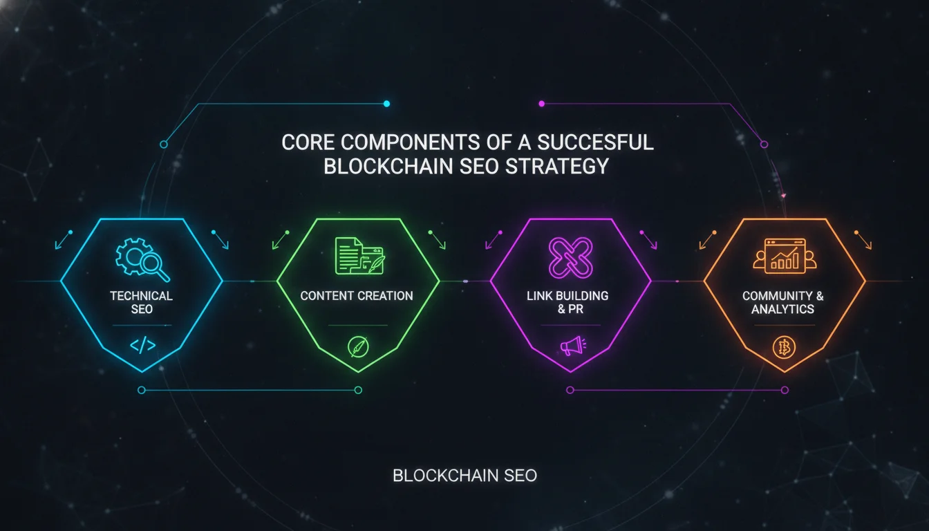Concept illustration for Core Components of a Successful Blockchain SEO Strategy