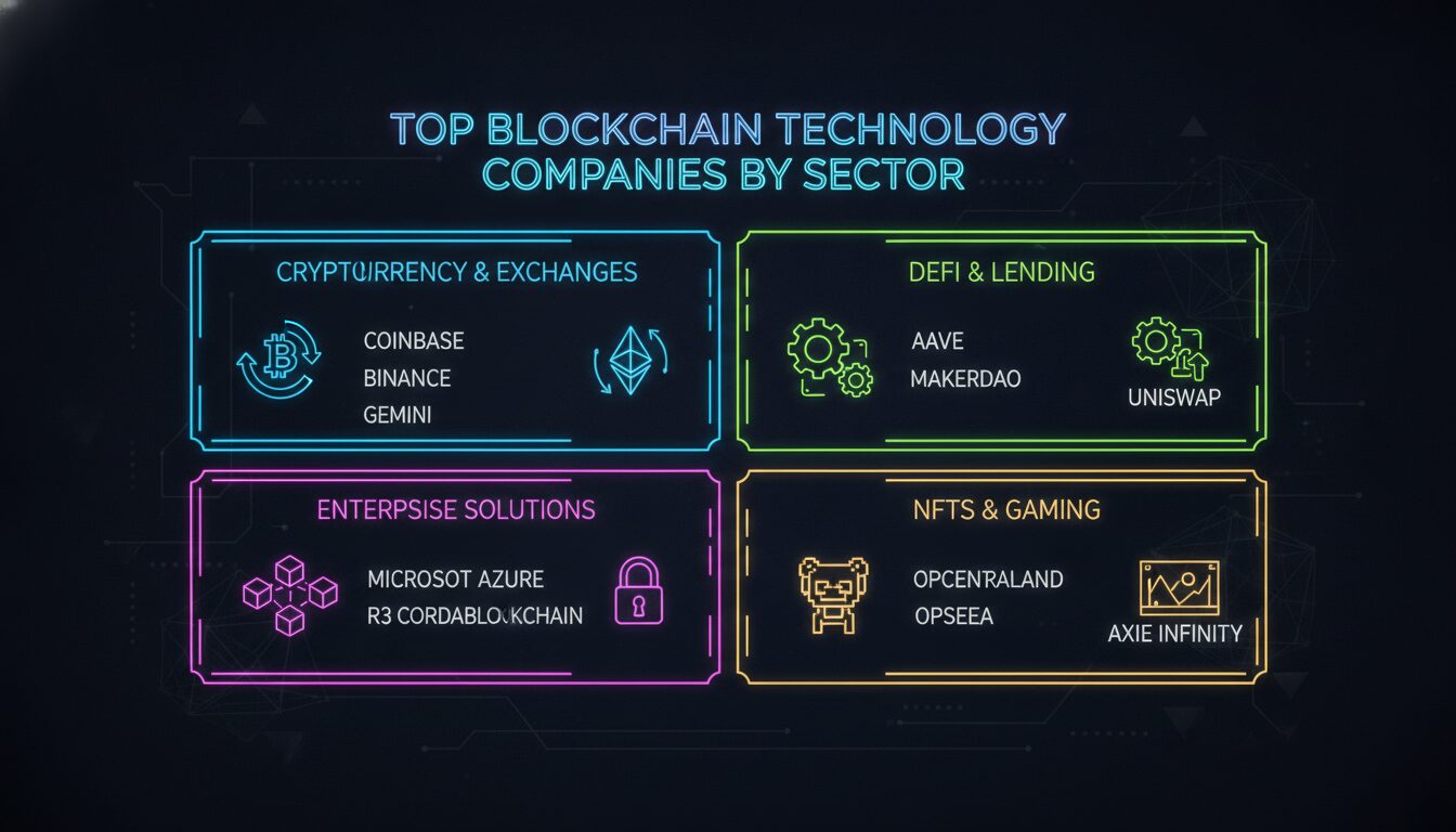 Top Blockchain Technology Companies by Sector — illustrated overview