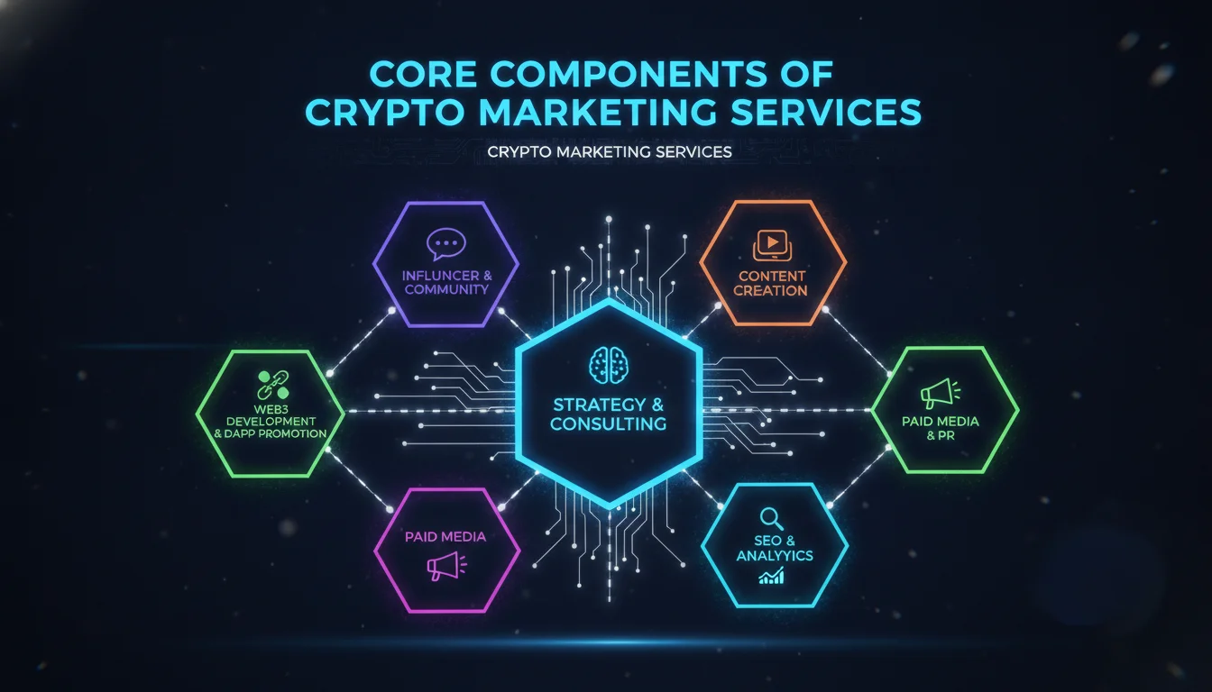 Core Components of Crypto Marketing Services — illustrated overview