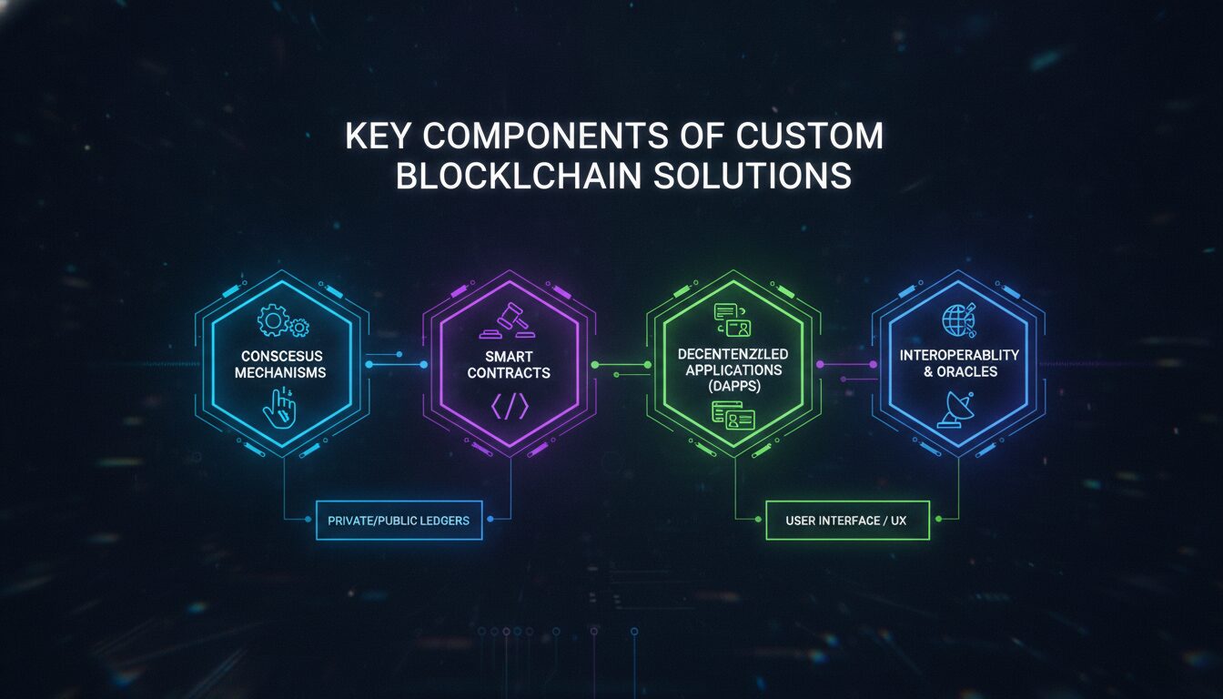 Visual guide to Key Components of Custom Blockchain Solutions