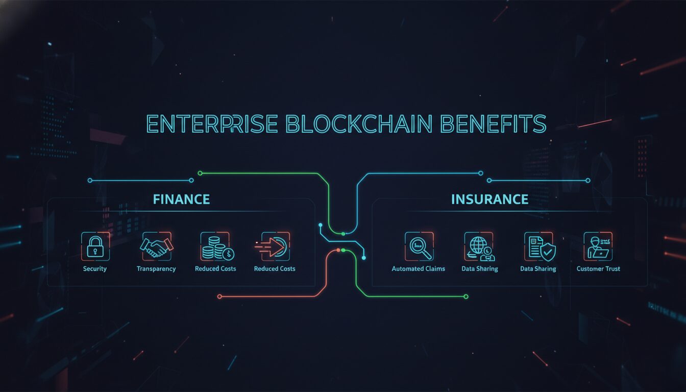 Concept illustration for Enterprise Blockchain Benefits in Finance and Insurance