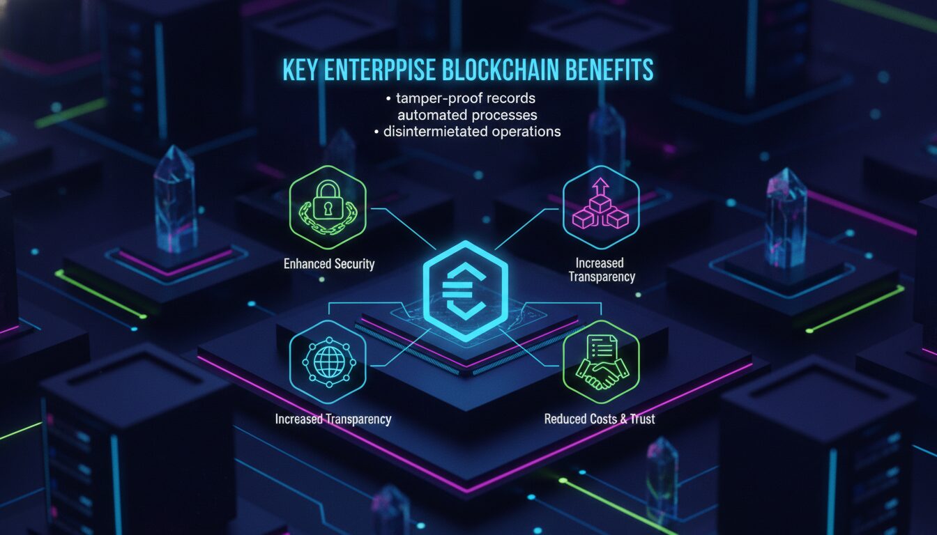 Key Enterprise Blockchain Benefits — illustrated overview