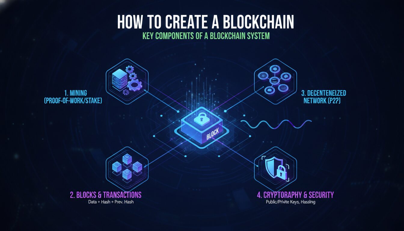 Concept illustration for Key Components of a Blockchain System