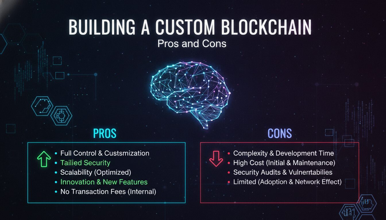 Visual guide to Pros and Cons of Building a Custom Blockchain