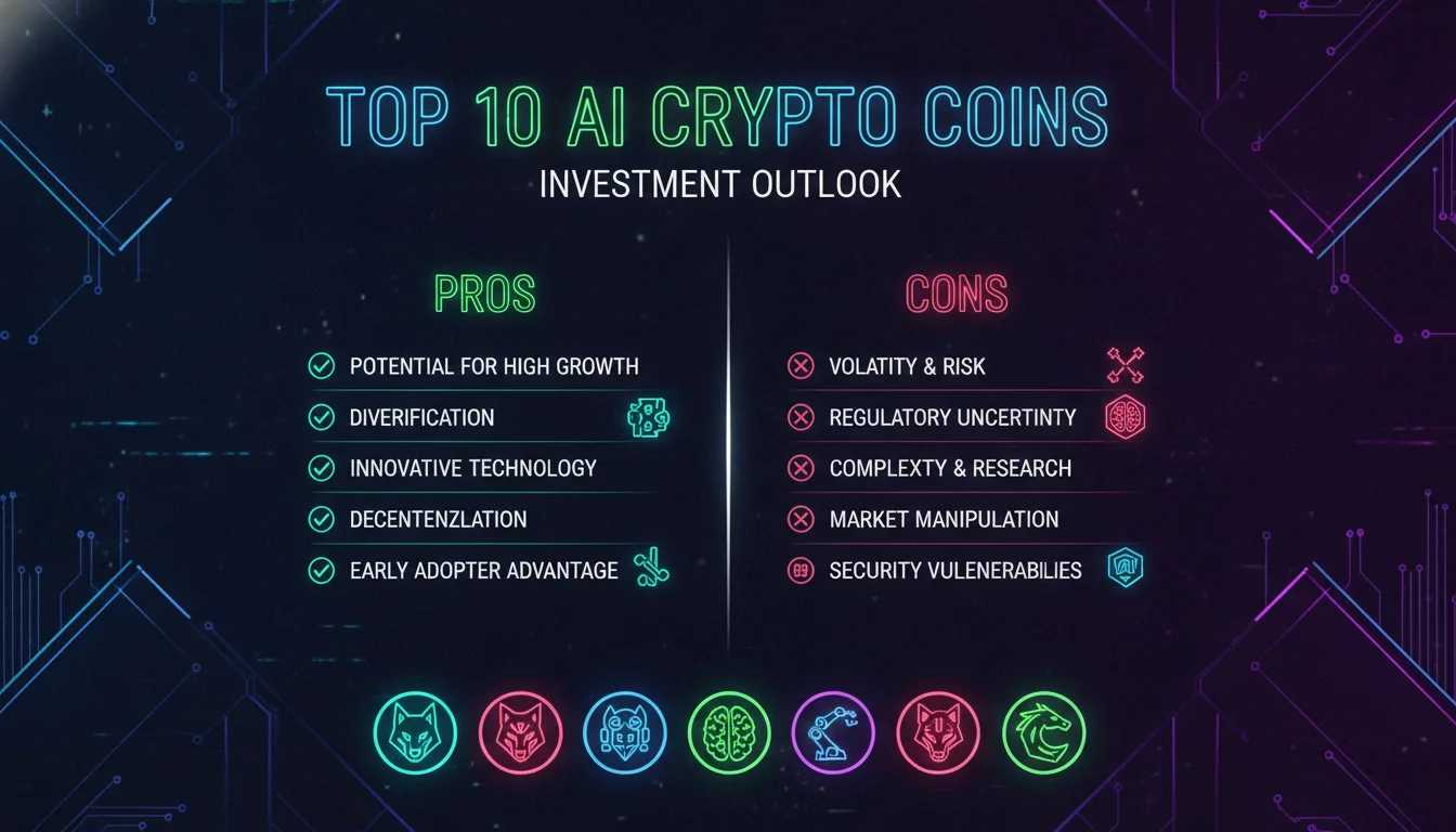Visual guide to Pros and Cons of Investing in Top 10 AI Crypto Coins