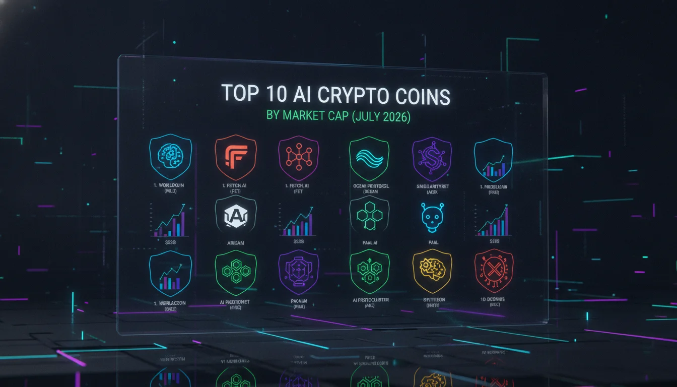 Top 10 AI Crypto Coins by Market Cap (July 2026) — illustrated overview