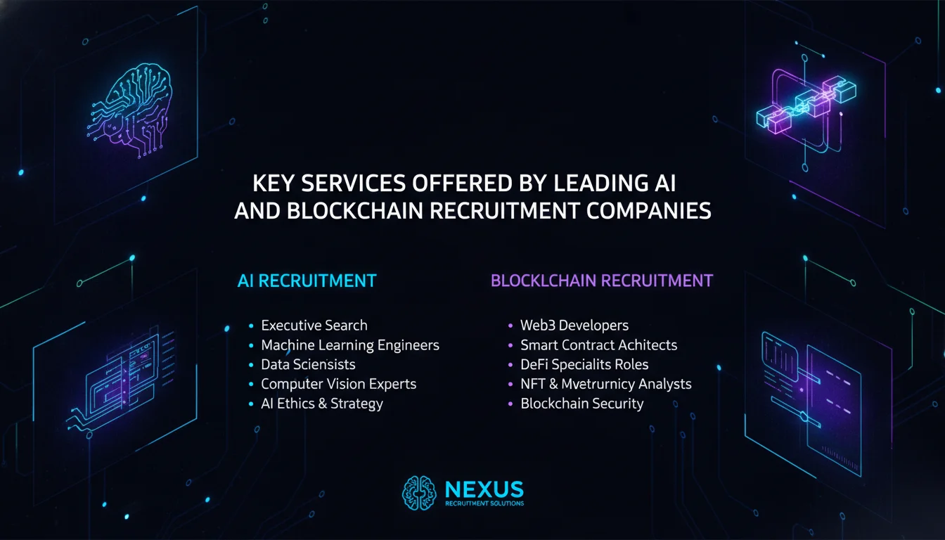 Concept illustration for Key Services Offered by Leading AI and Blockchain Recruitment Companies