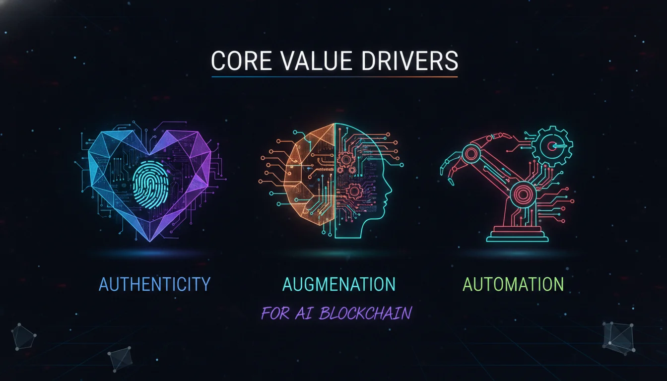 Visual guide to Core Value Drivers: Authenticity, Augmentation, and Automation