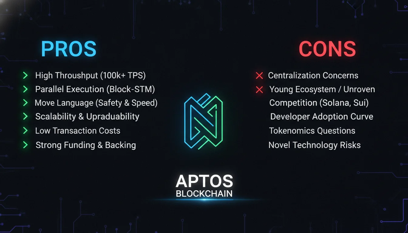 Pros and Cons of the Aptos Blockchain — illustrated overview