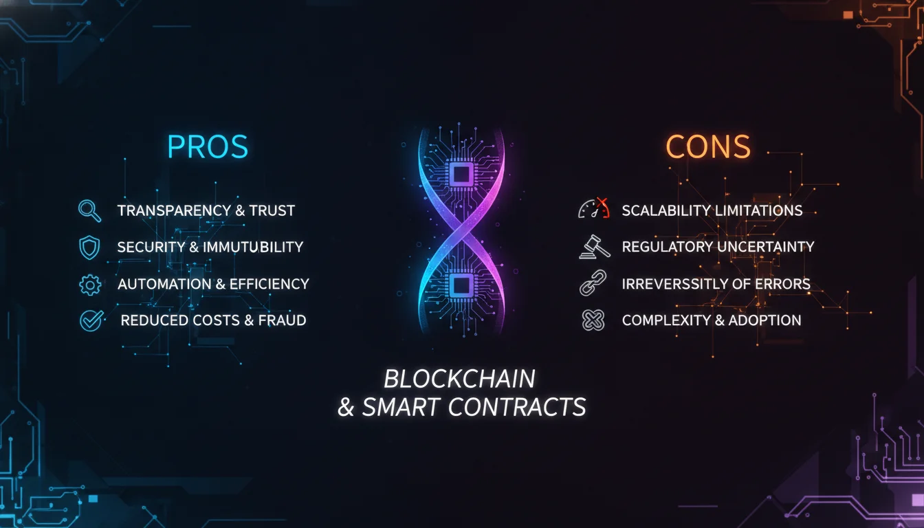Concept illustration for Pros and Cons of Blockchain and Smart Contracts