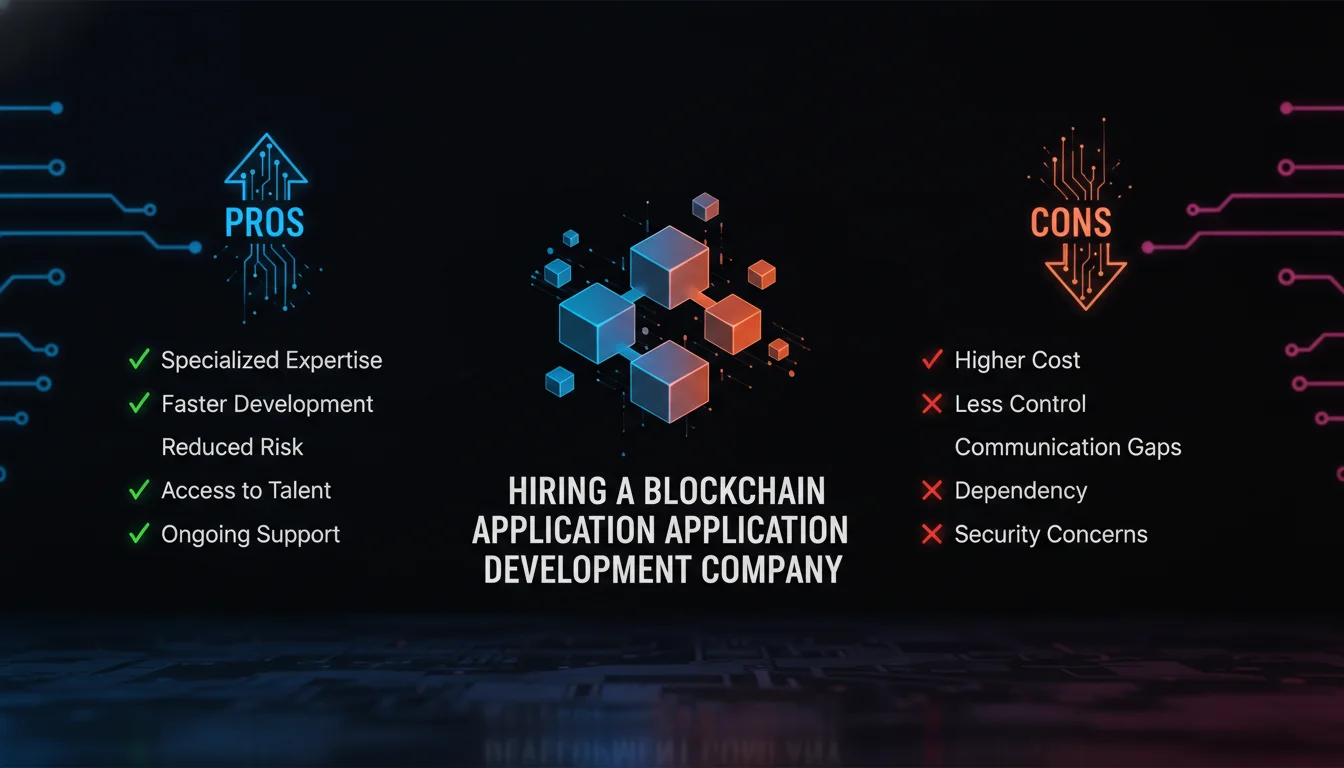 Concept illustration for Pros and Cons of Hiring a Blockchain Application Development Company