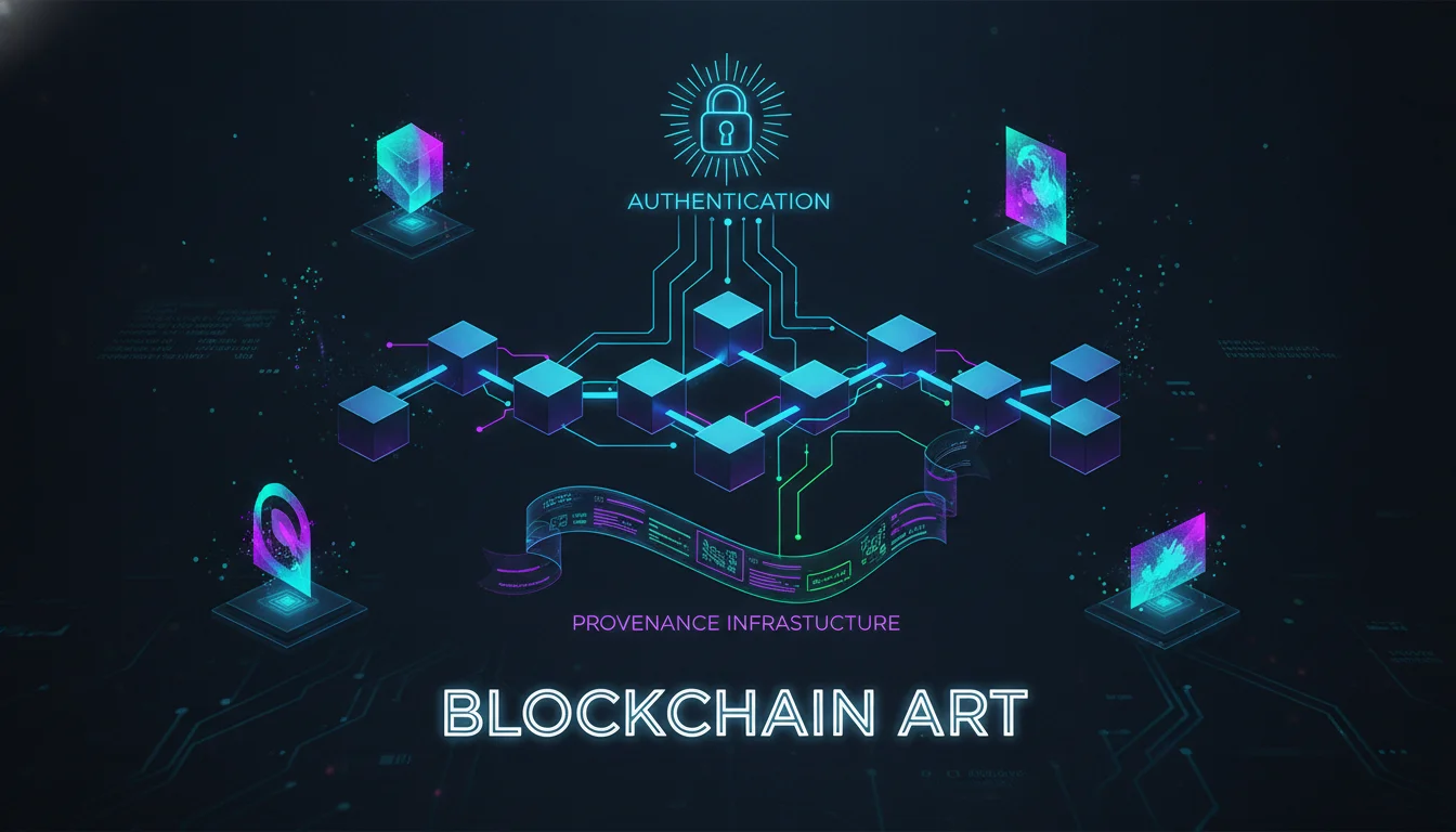 Blockchain as Authentication and Provenance Infrastructure — illustrated overview