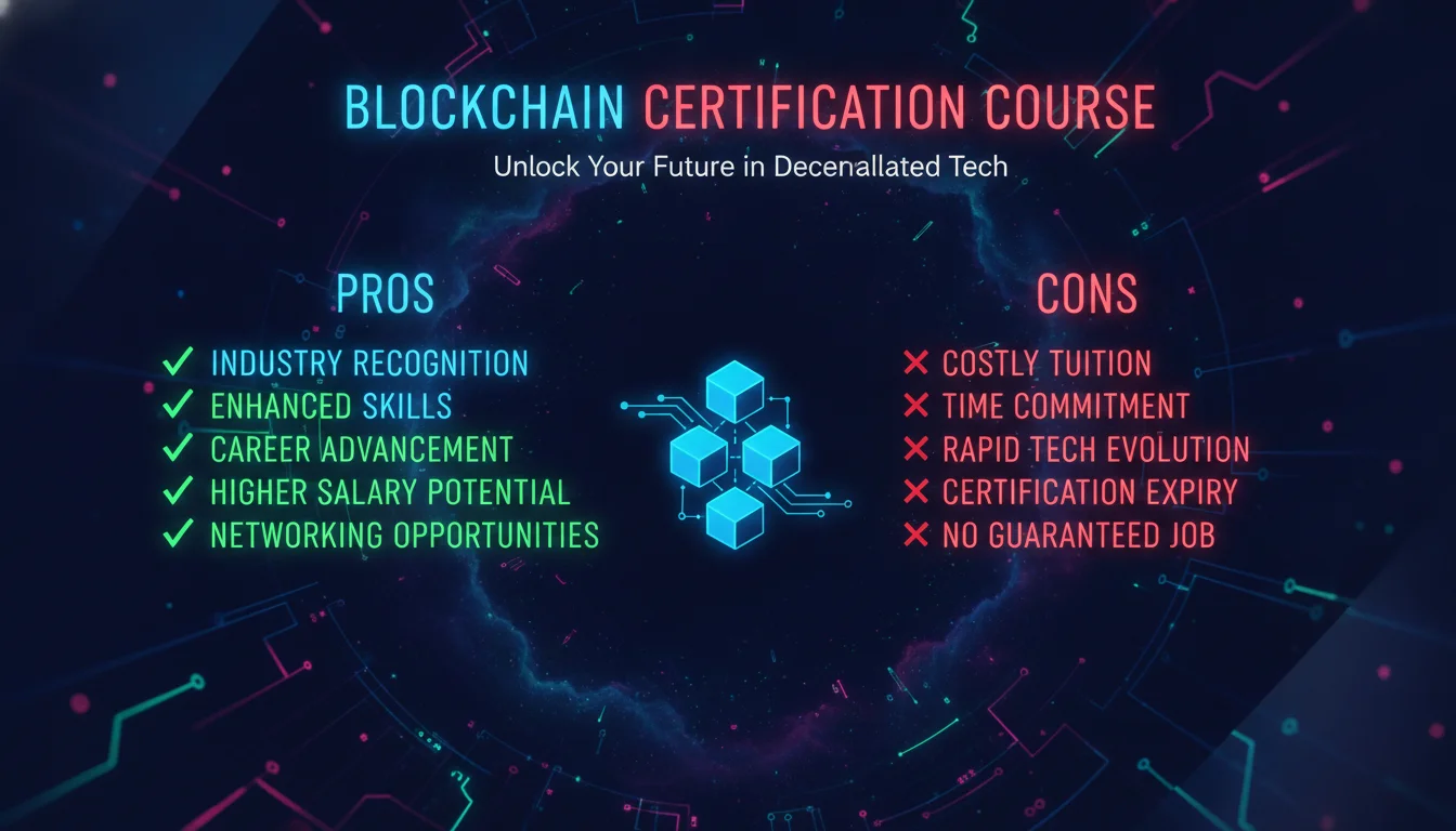 Visual guide to Pros and Cons of a Blockchain Certification Course