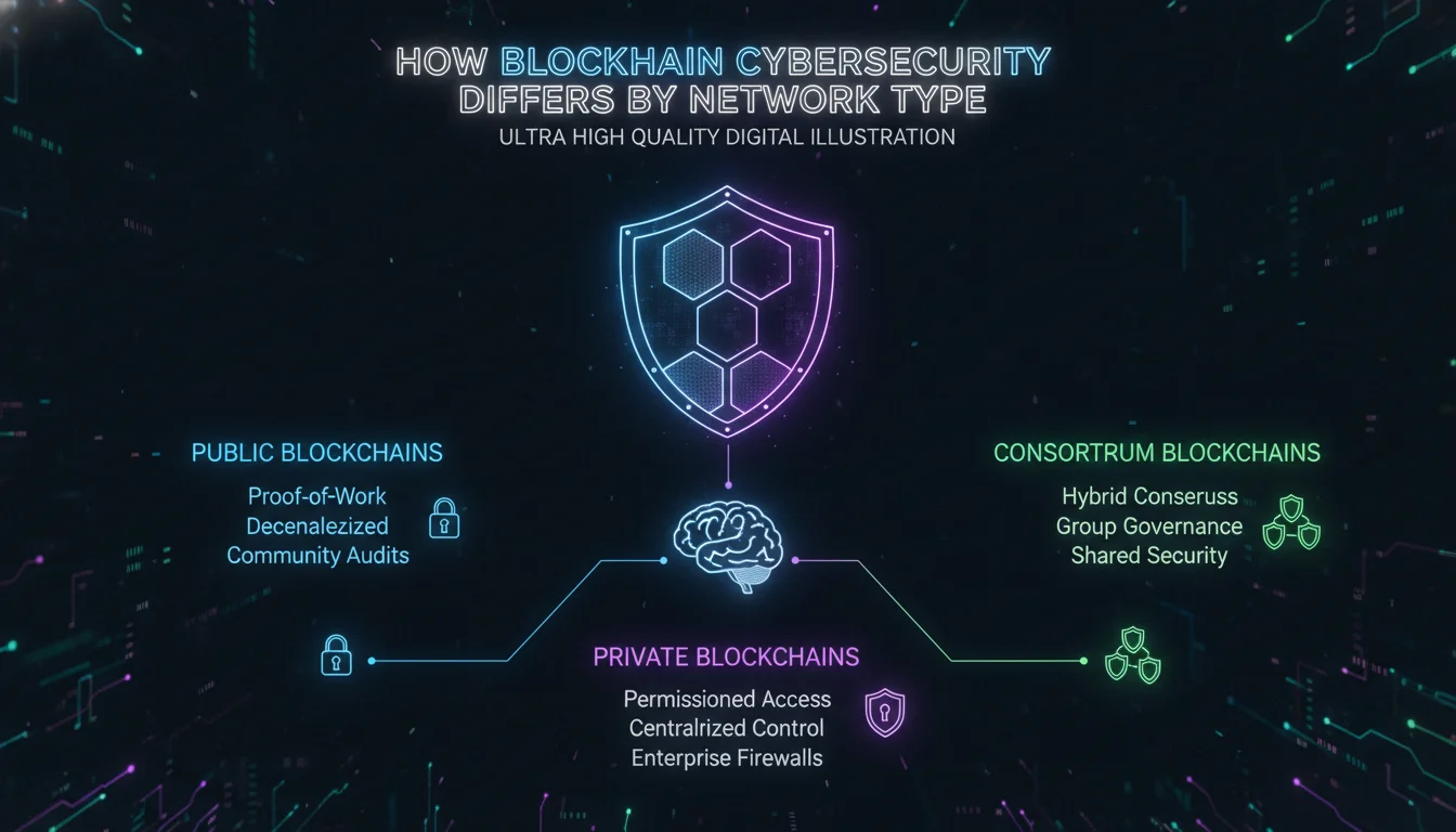 Visual guide to How Blockchain Cybersecurity Differs by Network Type
