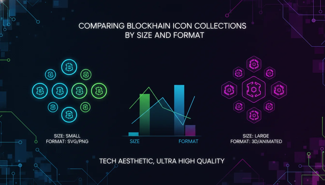 Concept illustration for Comparing Blockchain Icon Collections by Size and Format