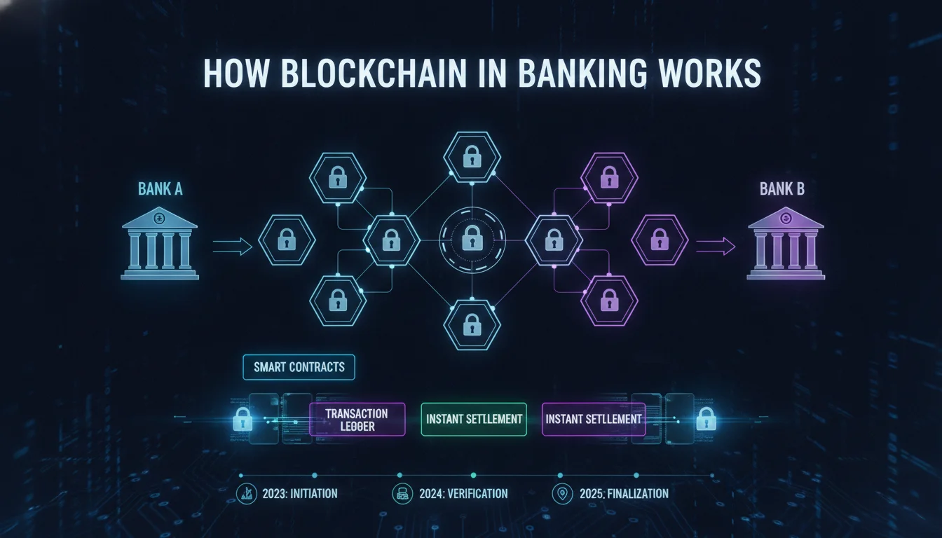 How Blockchain in Banking Works — illustrated overview