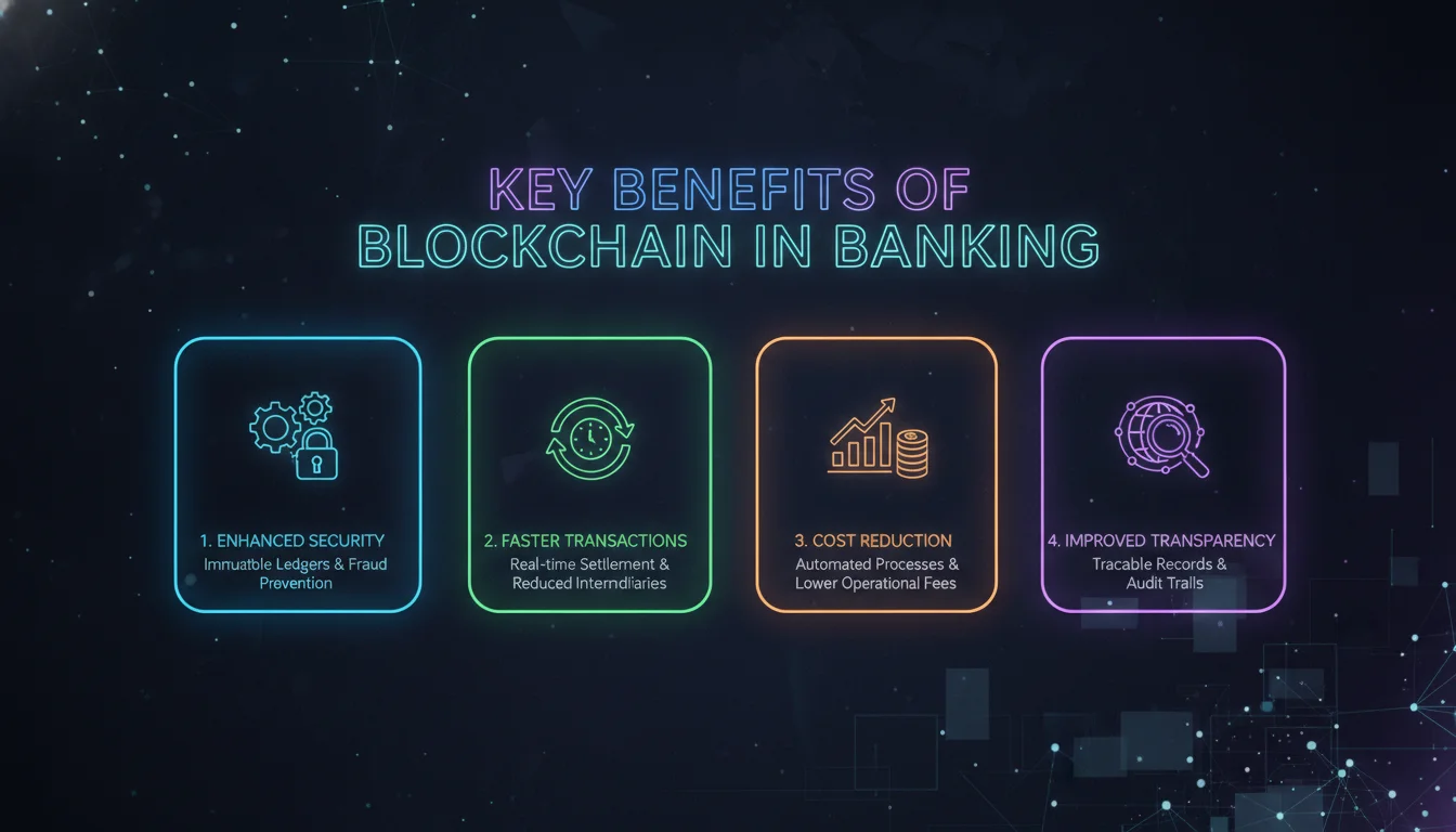 Visual guide to Key Benefits of Blockchain in Banking