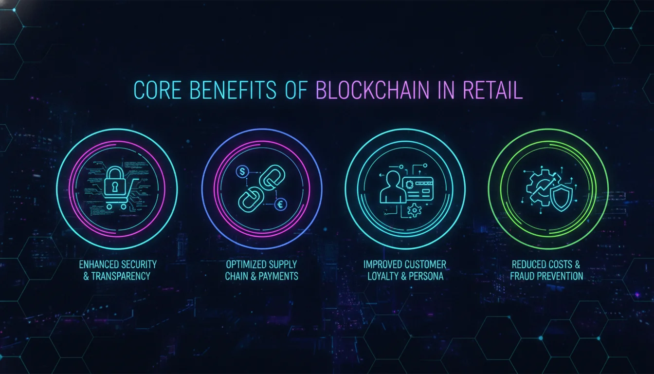 Visual guide to Core Benefits of Blockchain in Retail