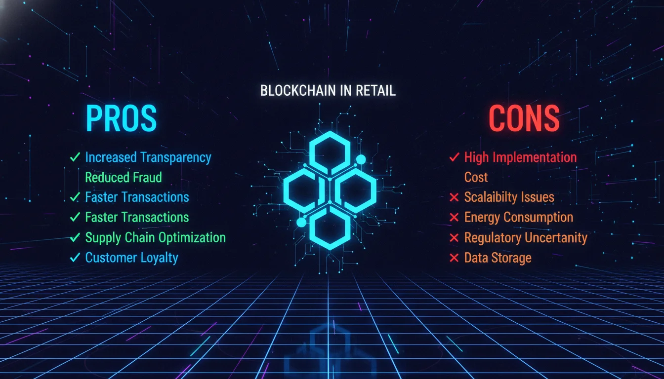 Concept illustration for Pros and Cons of Blockchain in Retail