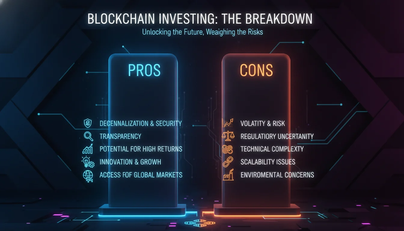 Concept illustration for Pros and Cons of Blockchain Investing