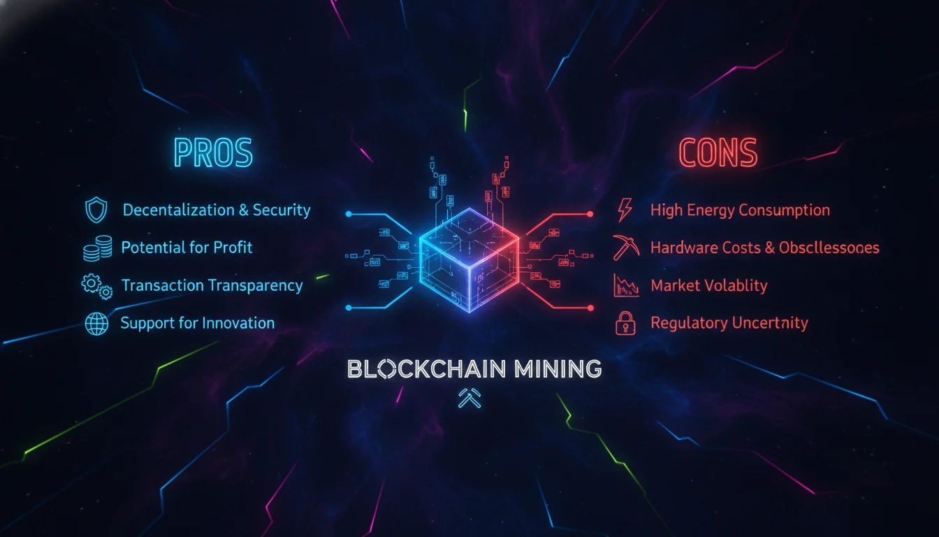 Concept illustration for Pros and Cons of Blockchain Mining