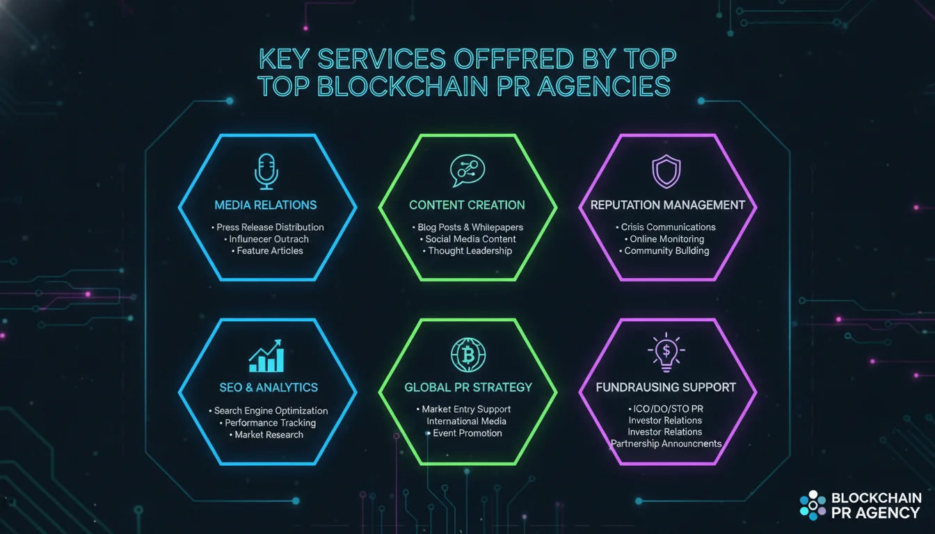 Visual guide to Key Services Offered by Top Blockchain PR Agencies