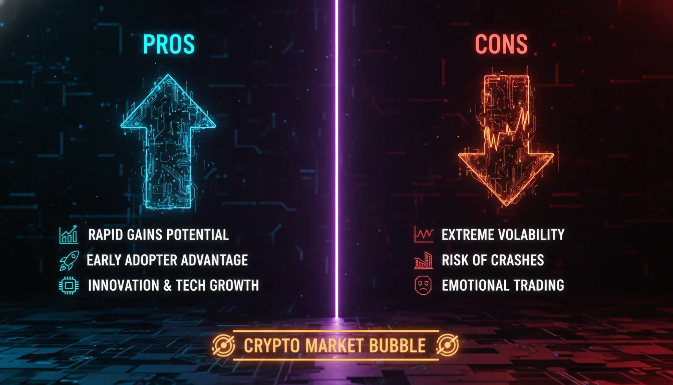 Pros and Cons of Participating in Crypto Markets During a Bubble — illustrated overview