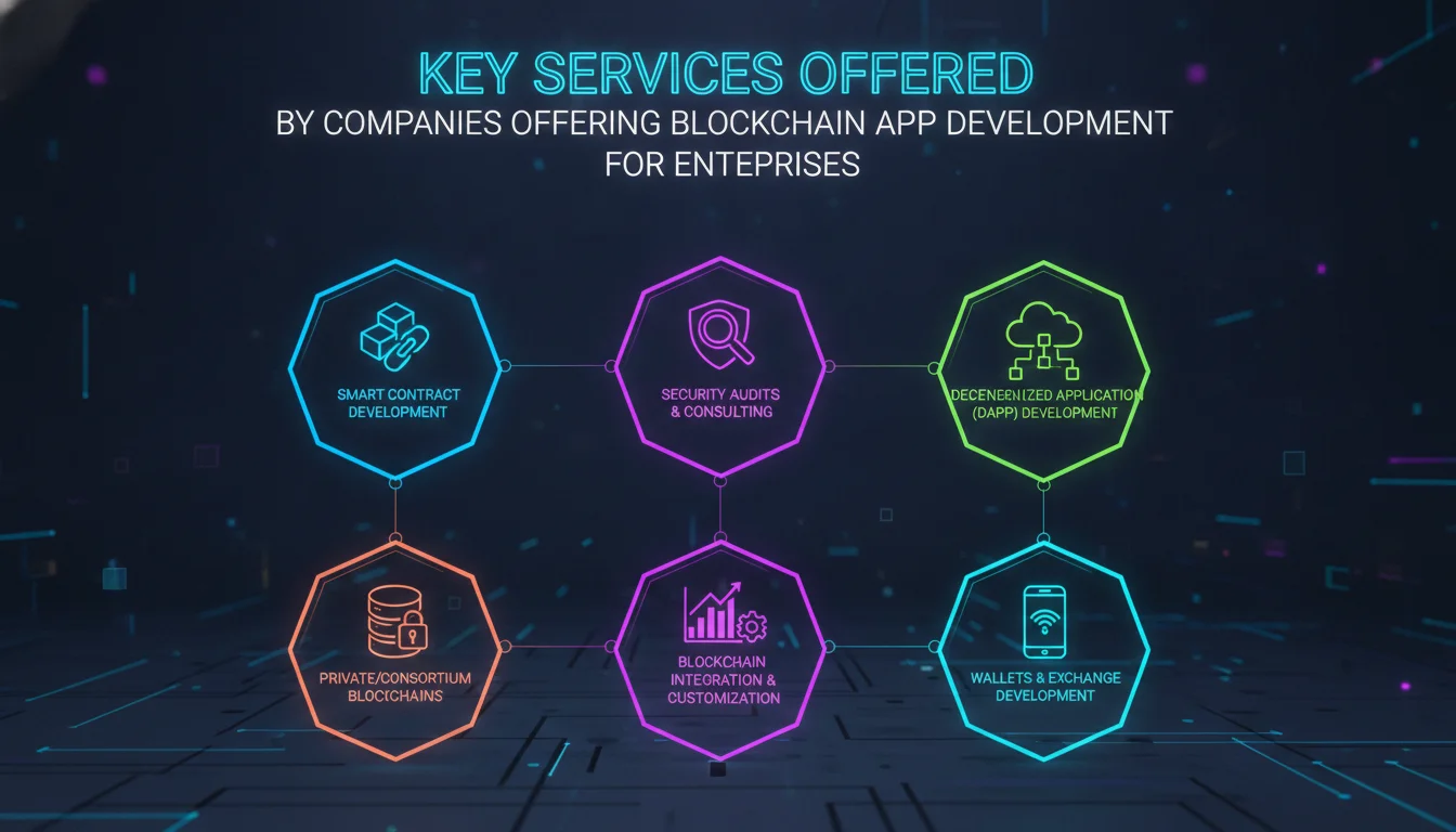 Key Services Offered by Companies Offering Blockchain App Development Services — illustrated overview