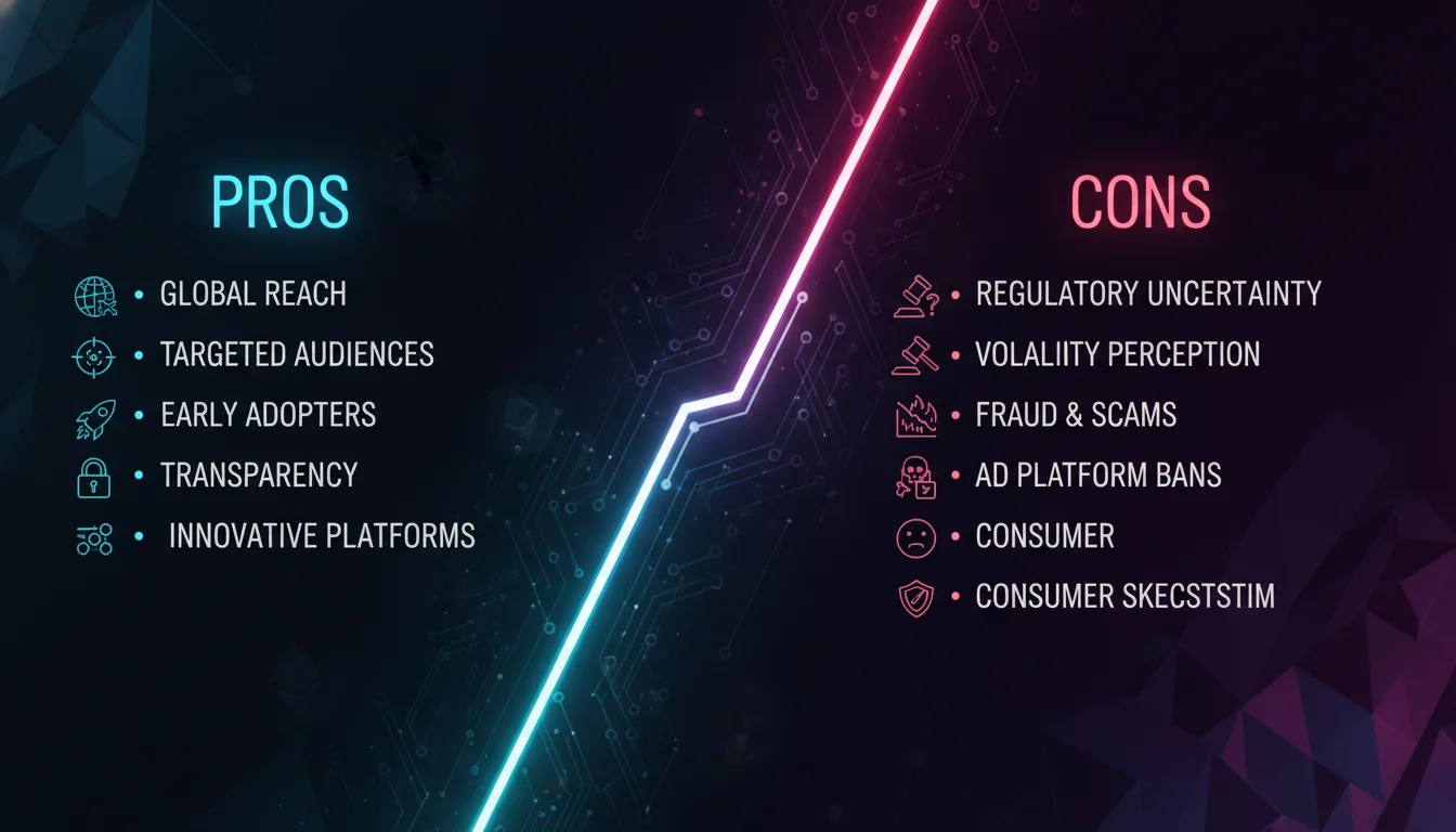 Concept illustration for Pros and Cons of Crypto Advertising