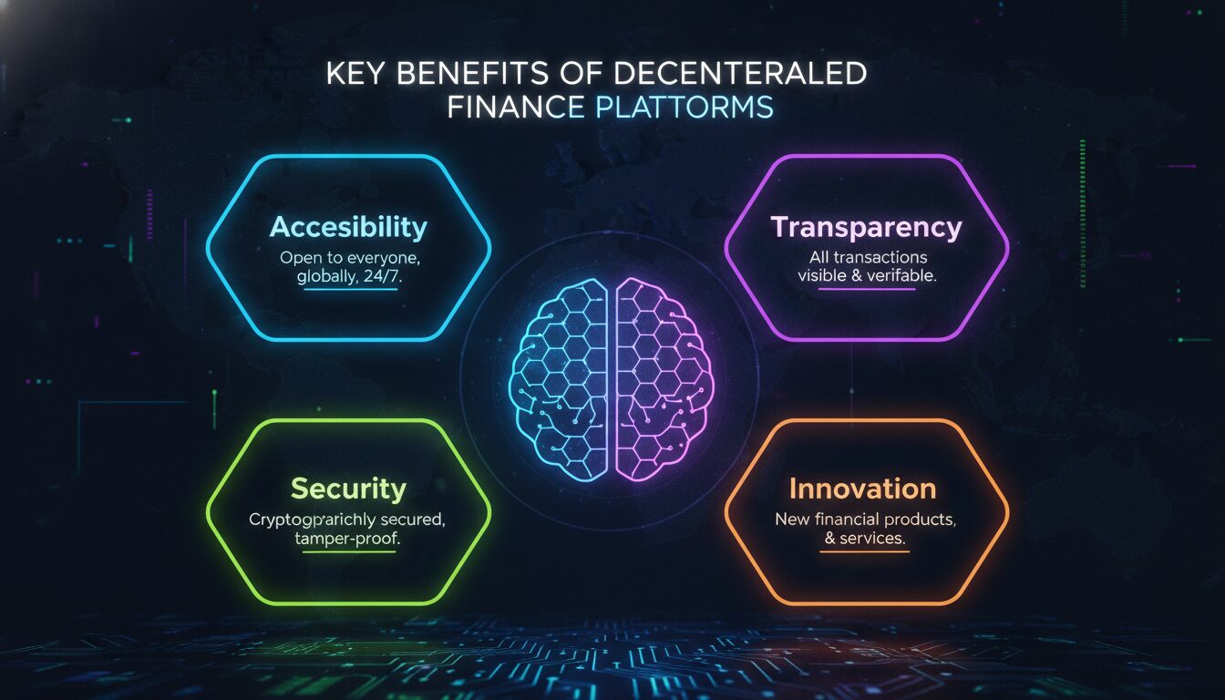 Visual guide to Key Benefits of Decentralized Finance Platforms