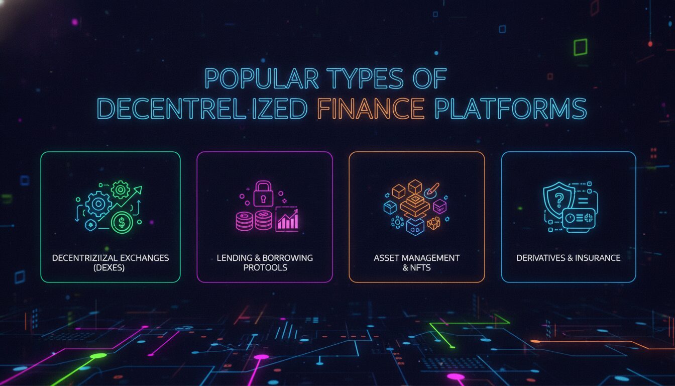 Concept illustration for Popular Types of Decentralized Finance Platforms