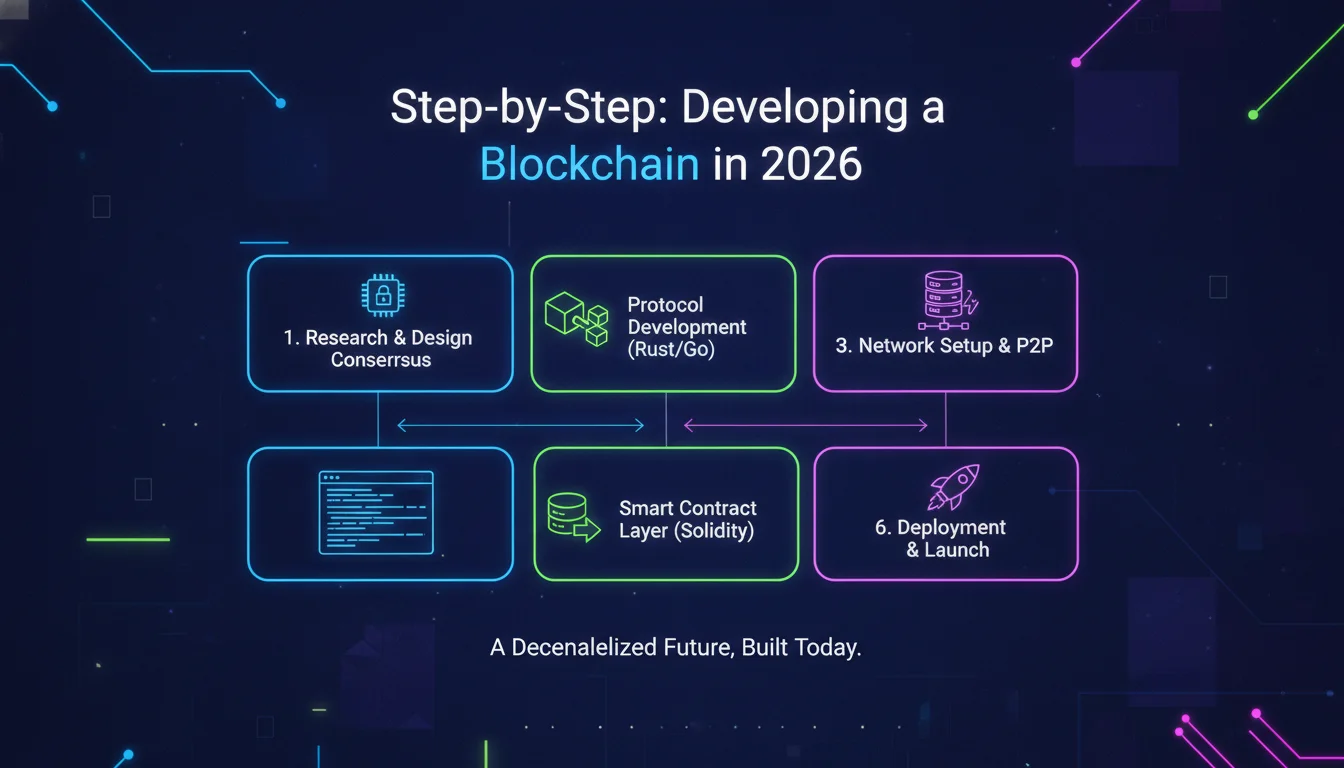 Concept illustration for Step-by-Step: Developing a Blockchain in 2026