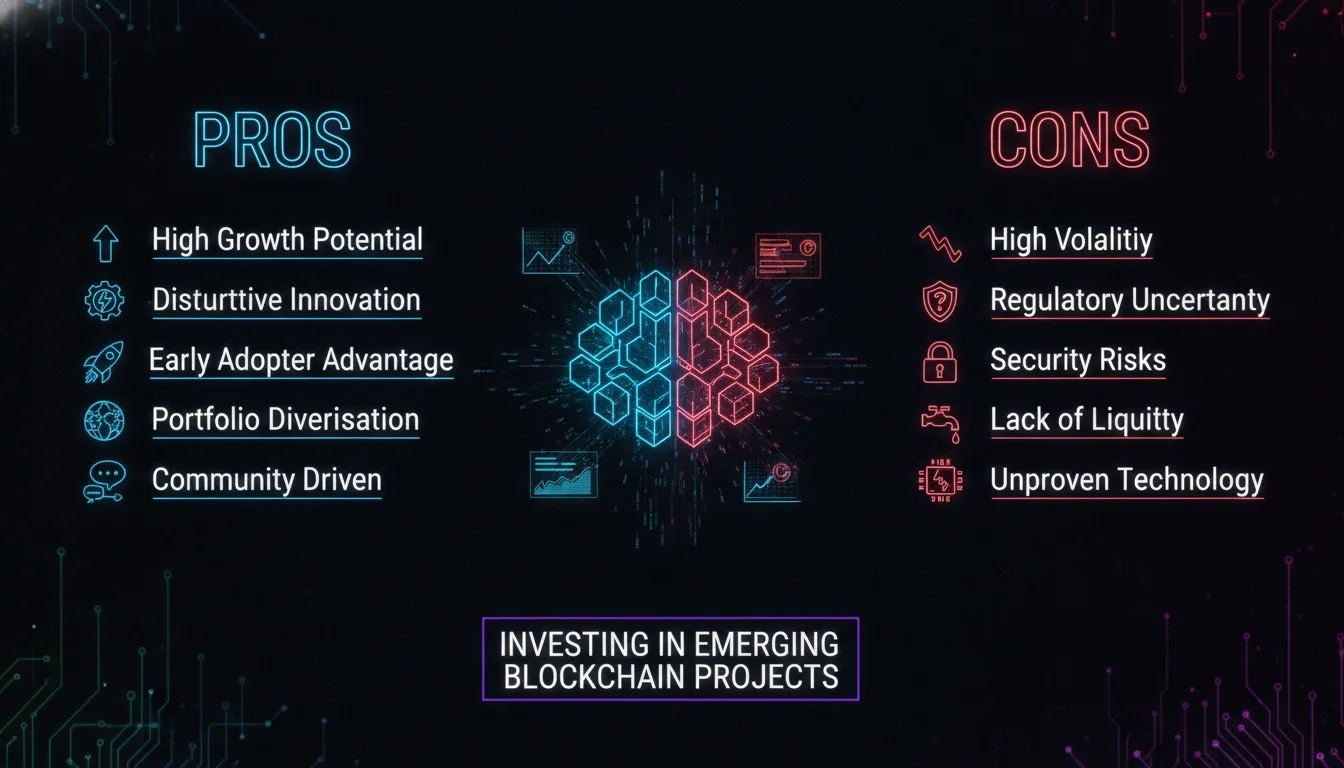 Visual guide to Pros and Cons of Investing in Emerging Blockchain Projects