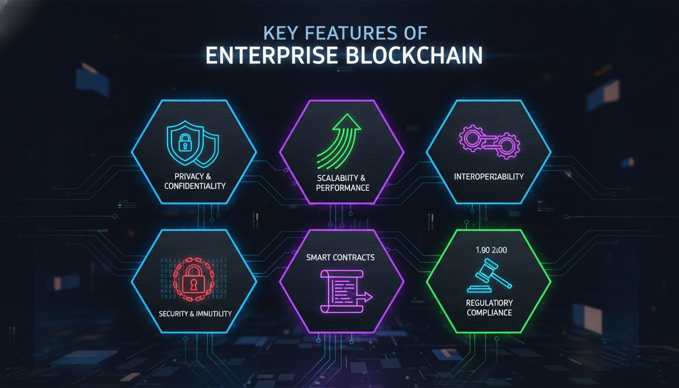 Key Features of Enterprise Blockchain — illustrated overview