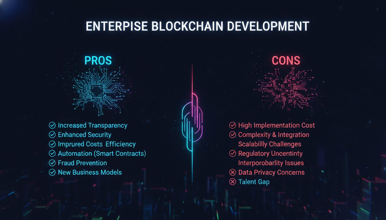 Concept illustration for Pros and Cons of Enterprise Blockchain Development