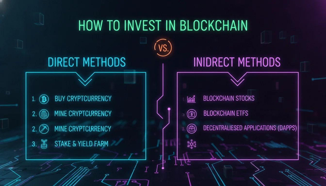 Direct vs. Indirect Methods for How to Invest in Blockchain — illustrated overview
