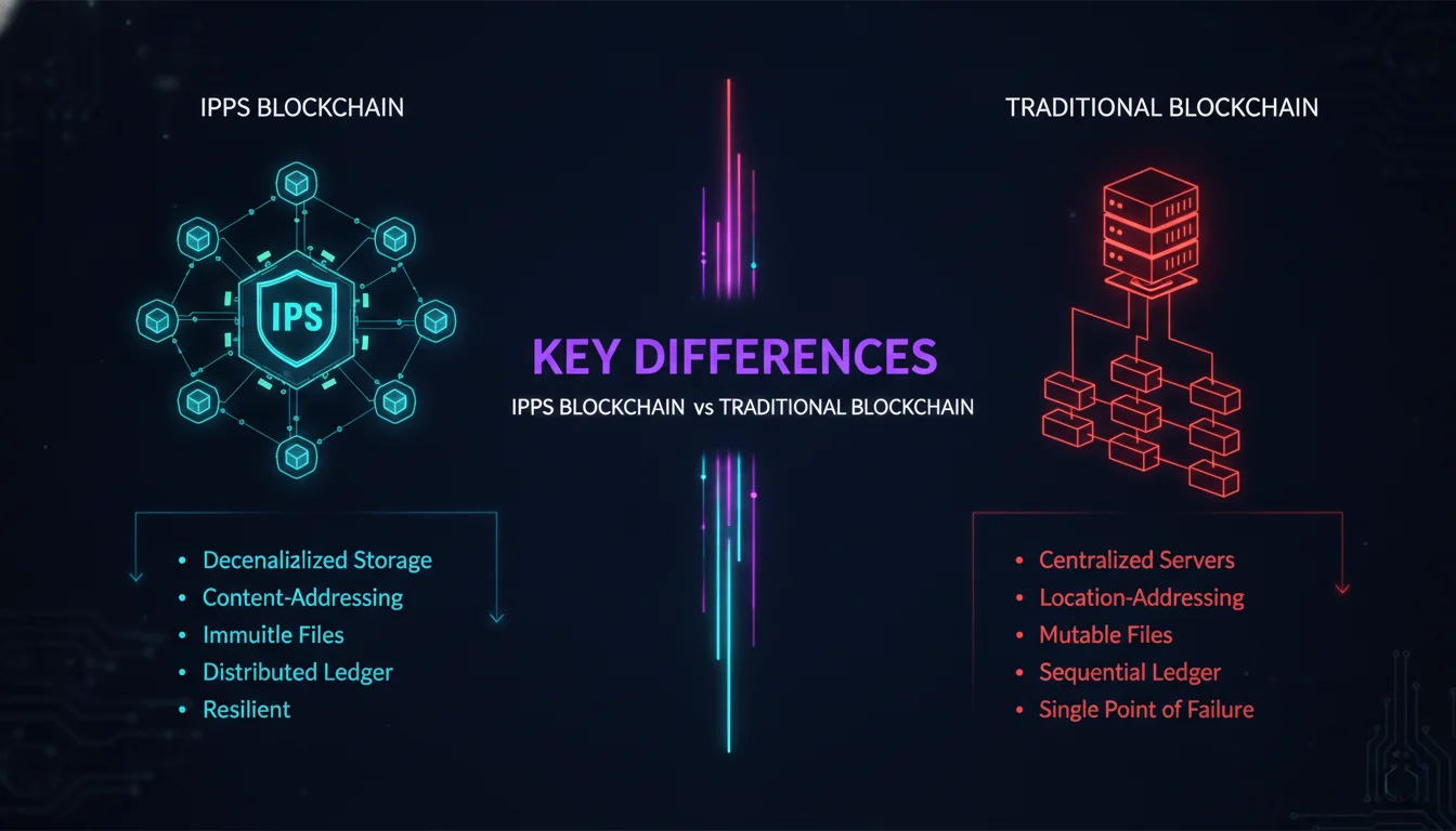 IPFS Blockchain vs Traditional Blockchain: Key Differences — illustrated overview