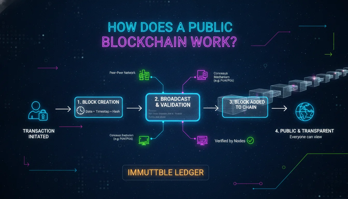 How Does a Public Blockchain Work? — illustrated overview