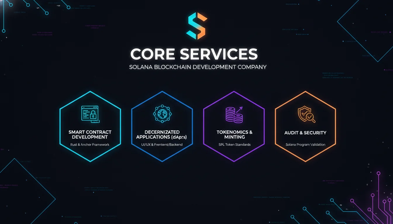 Concept illustration for Core Services of a Solana Blockchain Development Company