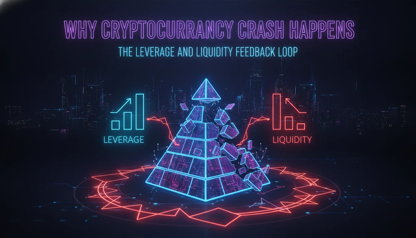 Why Cryptocurrency Crash Happens: The Leverage and Liquidity Feedback Loop — illustrated overview